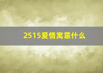 2515爱情寓意什么