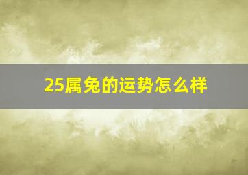 25属兔的运势怎么样