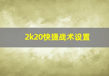 2k20快捷战术设置