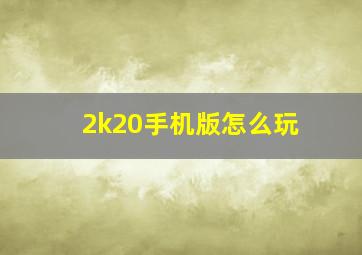 2k20手机版怎么玩