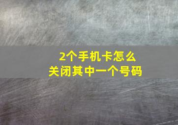 2个手机卡怎么关闭其中一个号码