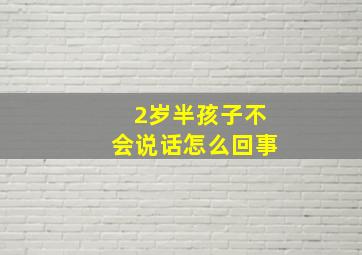 2岁半孩子不会说话怎么回事