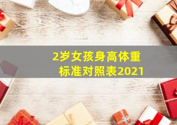 2岁女孩身高体重标准对照表2021