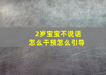 2岁宝宝不说话怎么干预怎么引导