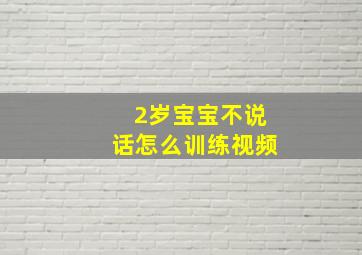 2岁宝宝不说话怎么训练视频