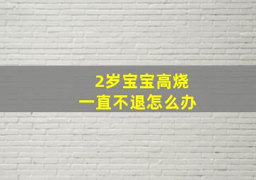 2岁宝宝高烧一直不退怎么办