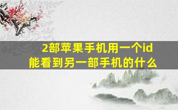 2部苹果手机用一个id能看到另一部手机的什么