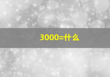 3000=什么