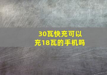 30瓦快充可以充18瓦的手机吗