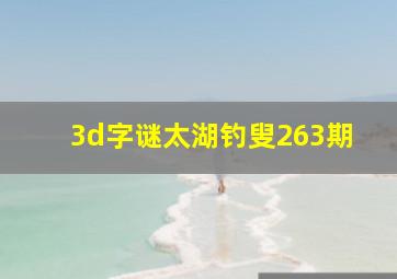 3d字谜太湖钓叟263期