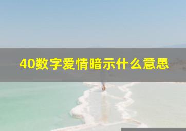 40数字爱情暗示什么意思