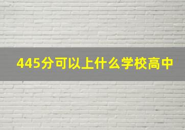 445分可以上什么学校高中