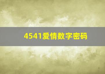 4541爱情数字密码