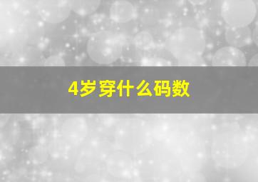 4岁穿什么码数