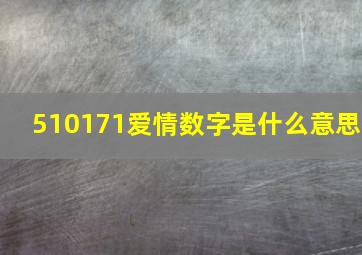 510171爱情数字是什么意思