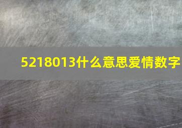 5218013什么意思爱情数字