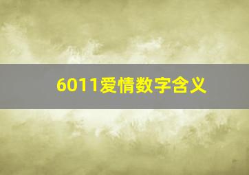 6011爱情数字含义