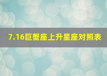 7.16巨蟹座上升星座对照表