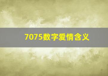 7075数字爱情含义