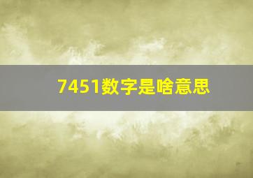 7451数字是啥意思