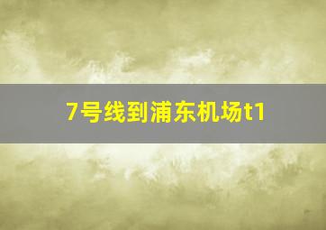 7号线到浦东机场t1