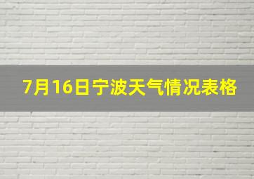 7月16日宁波天气情况表格