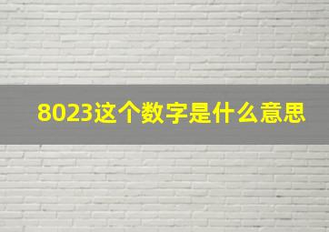 8023这个数字是什么意思