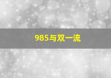 985与双一流