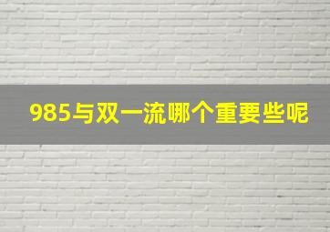 985与双一流哪个重要些呢