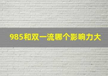 985和双一流哪个影响力大