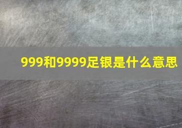 999和9999足银是什么意思