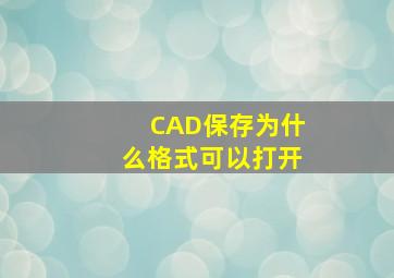 CAD保存为什么格式可以打开