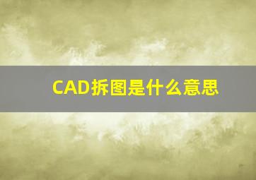 CAD拆图是什么意思