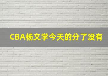 CBA杨文学今天的分了没有