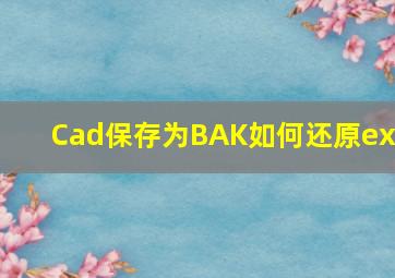 Cad保存为BAK如何还原exb