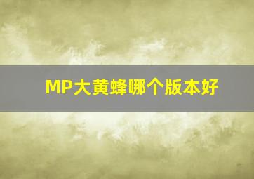 MP大黄蜂哪个版本好