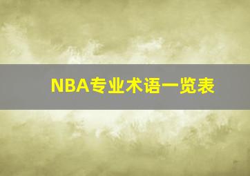 NBA专业术语一览表