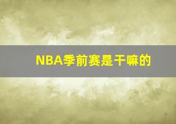 NBA季前赛是干嘛的