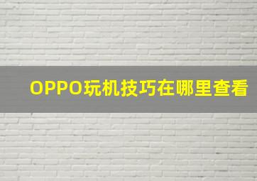 OPPO玩机技巧在哪里查看