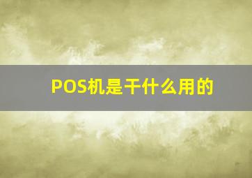 POS机是干什么用的