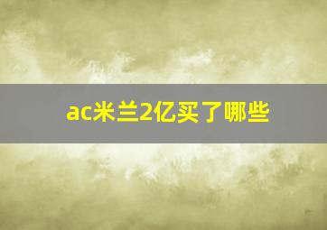 ac米兰2亿买了哪些