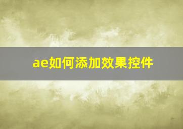 ae如何添加效果控件