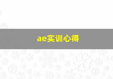 ae实训心得