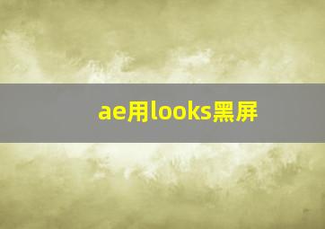 ae用looks黑屏