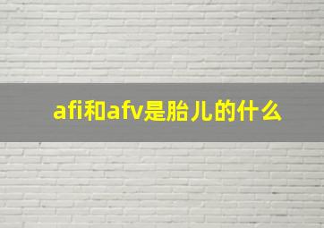 afi和afv是胎儿的什么