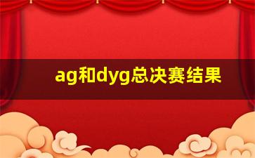 ag和dyg总决赛结果