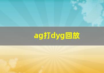 ag打dyg回放