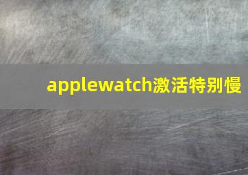 applewatch激活特别慢