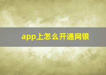 app上怎么开通网银