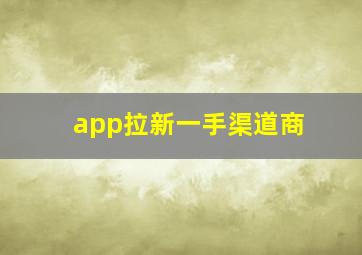 app拉新一手渠道商